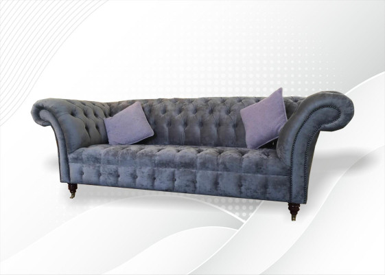 Chesterfield 3-zits xxl gestoffeerde zitbank bankstel Big Couch grijze nieuw.