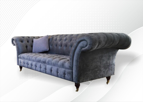 Chesterfield 3-zits xxl gestoffeerde zitbank bankstel Big Couch grijze nieuw.