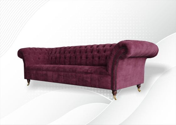 Bankstel 3-zits Chesterfield banken bankstellen woonkamer design textiel stof bordeaux