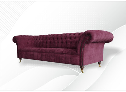 Bankstel 3-zits Chesterfield banken bankstellen woonkamer design textiel stof bordeaux