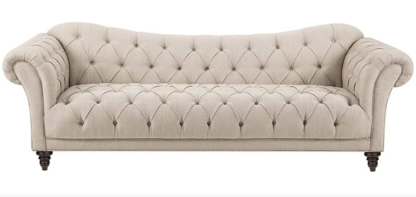 Beige bank met knopen Chesterfield bank gestoffeerde zitbank banken luxe nieuw