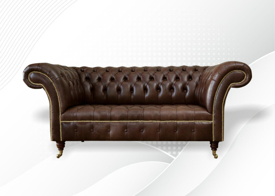Chesterfield fluwelen designbank 2-zits bank textiel leder bruin nieuw