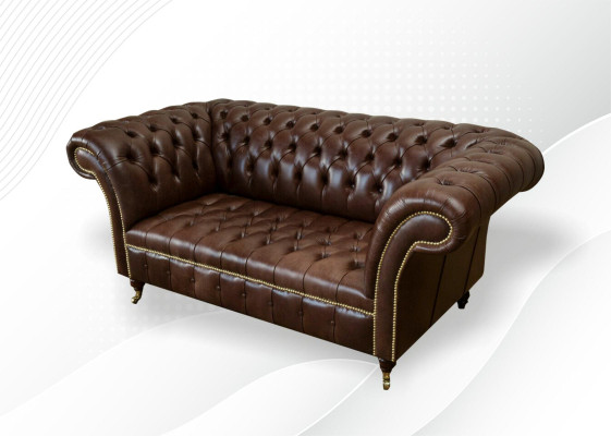Chesterfield fluwelen designbank 2-zits bank textiel leder bruin nieuw
