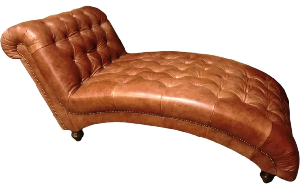 Chesterfield bruine chaise longue meubels ligstoel moderne woonkamer