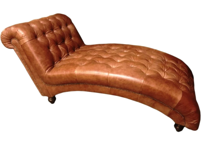 Chesterfield bruine chaise longue meubels ligstoel moderne woonkamer