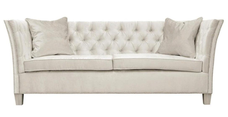 Bank Beige Chesterfield Driezits Gewatteerde Meubels Hotel Praktijk Woonkamer