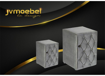 Modern design 2x nachtkastjes Chesterfield textiel slaapkamer nachtkastjes Nieuw