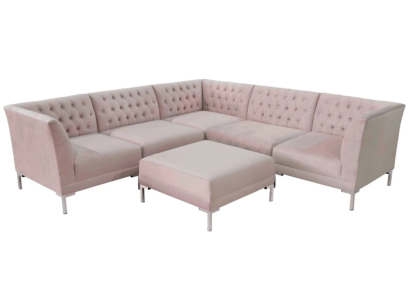 Rosa hoekbank voetenbank Chesterfield bankstellen meubels xxl Groot textiel stoffen bankstellen 2dlg