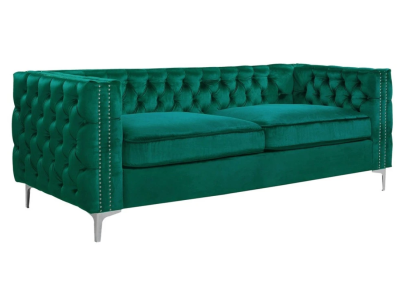 groene Chesterfield bank luxe fluwelen stof bankstel bankstel knopen bekleding nieuw