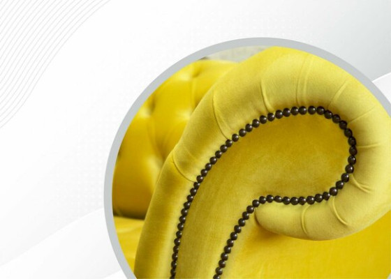 Gele bank 4-zits bank Chesterfield gestoffeerd zitstel leer textiel geel