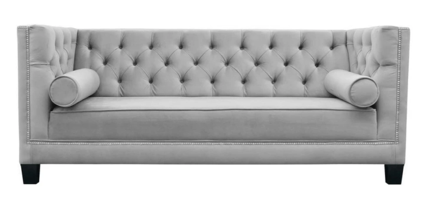 Luxe Grijs Chesterfield Fluweel Driezits Bekleed Meubels Hotel Woonkamer Praktijk