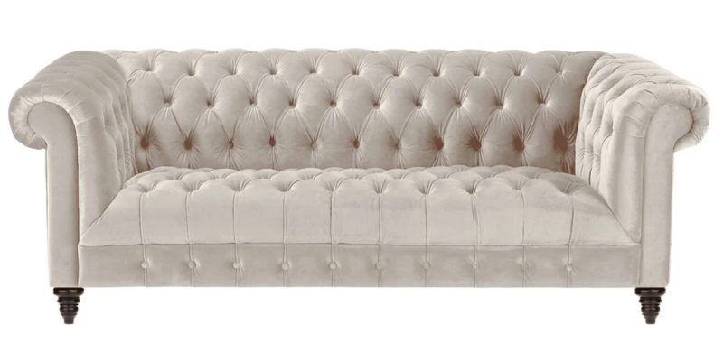 Chesterfield Beige fluwelen bank Luxe gestoffeerde meubels Bank met knopen Driezitsbank
