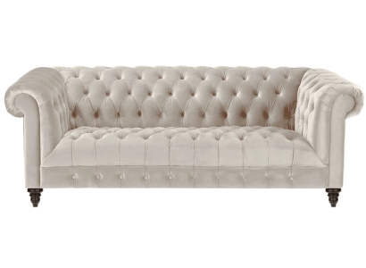 Chesterfield Beige fluwelen bank Luxe gestoffeerde meubels Bank met knopen Driezitsbank