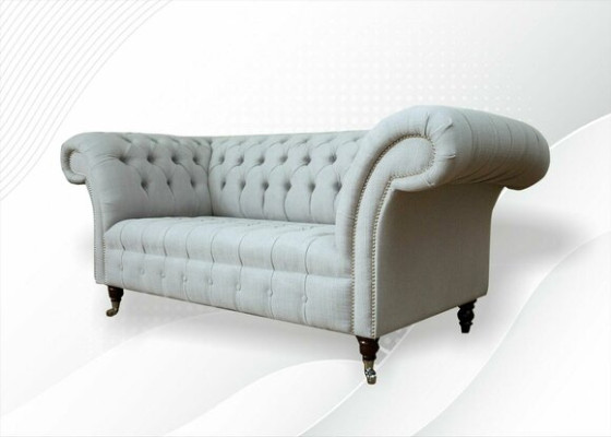 Chesterfield 2-zits woonkamer bank bank gestoffeerd textiel stof set nieuw.