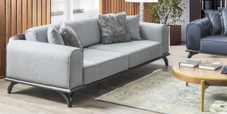 Driepersoons bank sofa 227cm bank banken bekleding meubels textiel stof