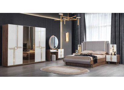 Compleet slaapkamer luxe meubelen bed kast ladekast nachtkastje hout 5-delig.