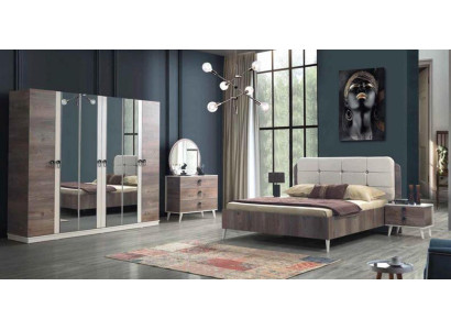 Volledige slaapkamer Bed Bank Kaptafel Kledingkast Nachtkastje 5 delen.