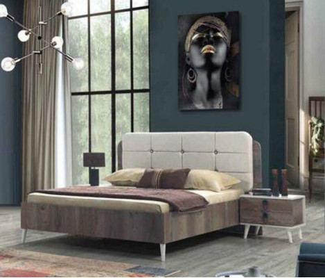 Volledige slaapkamer Bed Bank Kaptafel Kledingkast Nachtkastje 5 delen.