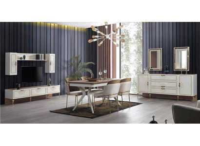 Eetkamerset eettafel 4x stoel dressoir groepstafel 8-delige set.