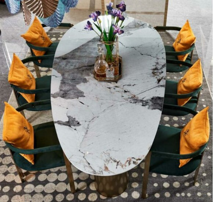 Eettafel 6 Stoelen Modern Ontwerp Meubels Luxe Eetkamer Tafel Stoel