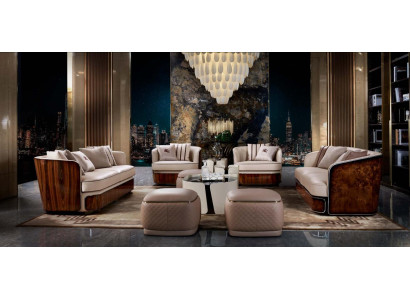 Bankstel 3-zits beige woonkamer modern design bank luxe meubels lederen bank nieuw