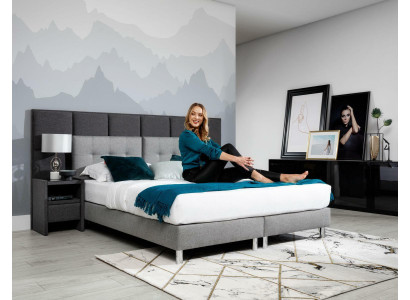 Ontwerper Bed Slaapkamer Bedden Textiel Leer Hotel Luxe Bekleding Fluweel Grijs Nieuw