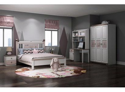 Compleet jeugdkamer kinderkamerset bed kledingkast ladekast wit 5-delig nieuw