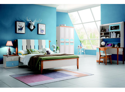 Echt houten bed bureau kast Nieuwe 5-delige complete set houten slaapkamer