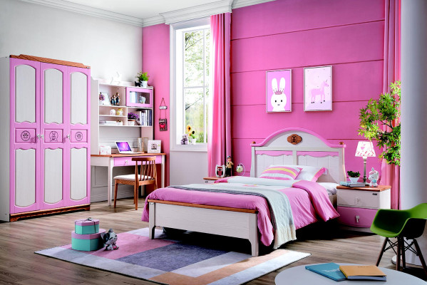 Moderne kast commode tafel hout 5-delige slaapkamer jeugd kinderkamer set