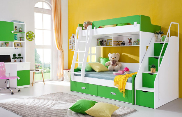 Jongerenbed bureau kast Groen NIEUW Jeugdkamer kinderkamer compleet set