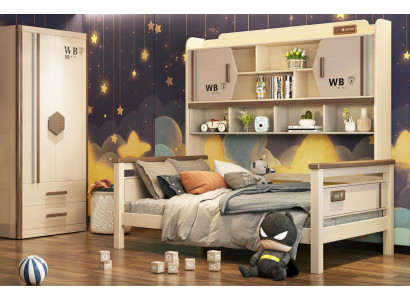 Kinderkamer 2-delige set hoogslaper kledingkast hoogglans tienerkamer meubels nieuw