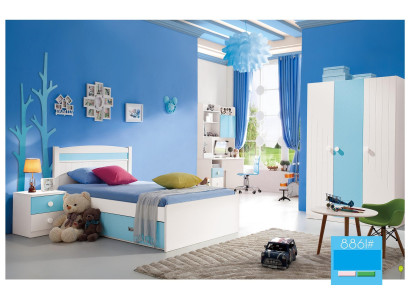 Kinder Compleet Set Jeugdkamer Bed Commode Kast Tafel Bureau 4-delige Meubel