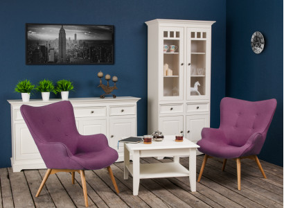 Klassiek design meubel set 2-delig in landelijke stijl met vitrine en dressoir van hout.