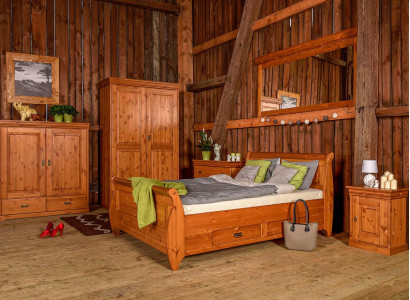 Boeren slaapkamer bed hout 180x200 bedden bruin tweepersoonsbed meubels gestoffeerd nieuw