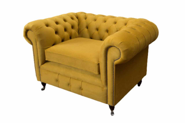 Fauteuil ontwerp Relax Textiel Lounge Luxe Geel Bekleding Zits Chesterfield