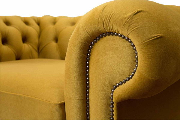 Fauteuil ontwerp Relax Textiel Lounge Luxe Geel Bekleding Zits Chesterfield
