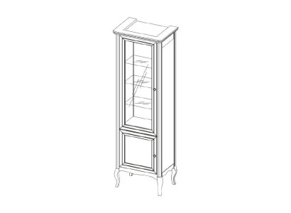 Kast Echt Hout Massief hout Klassieke Vitrine Vitrinekast Model PR-W 1-2