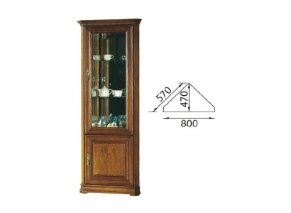 Klassieke vitrinekast hoekkast massief houten verzamelvitrine