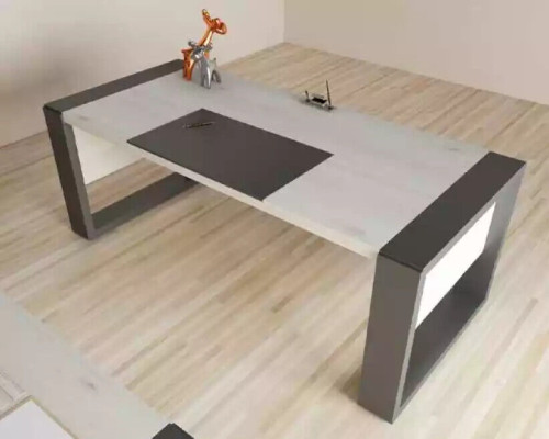 Grijze kantoorinrichting bureau archiefkast dressoir salontafel 3-delige set