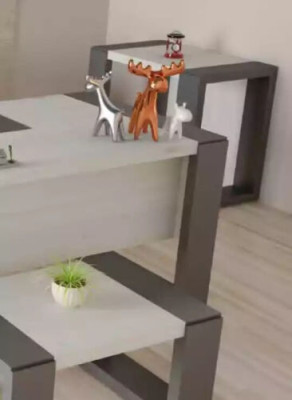 Grijze kantoorinrichting bureau archiefkast dressoir salontafel 3-delige set