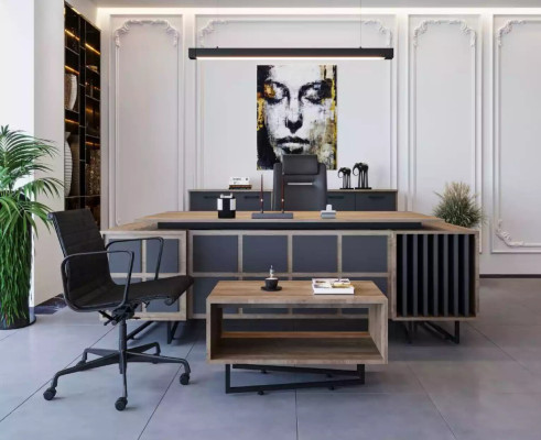 Modern design meubelset voor een directiekantoor bestaande uit 3 elementen.