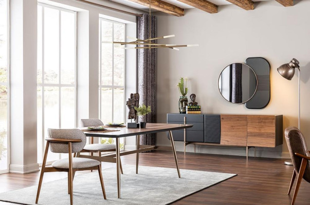 Eetkamer set Eettafel Stoelen Dressoir Set 7-delig Hout Bruin Nieuw