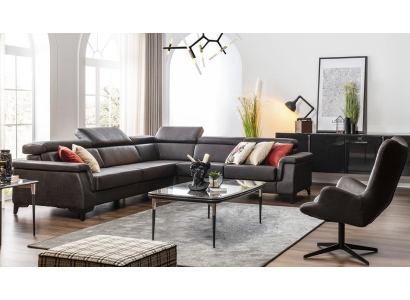 Sofa hoekbank L-vorm bank fauteuil meubels slaapfunctie zwart nieuw