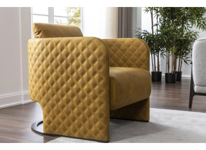 Zetel Oorfauteuil Cocktailsessel Zitter Modern Kunstleer Geel Design