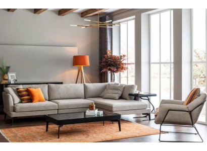 Sofagarnitur L-vorm Bank Fauteuil Grijs Bankstel Modern Meubilair Hoekbank Set Nieuw