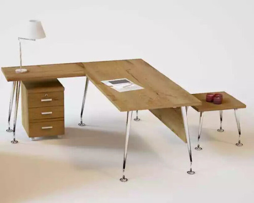 Houten kantoorset hoekbureau dressoir 2x archiefkast salontafel 4-delige set