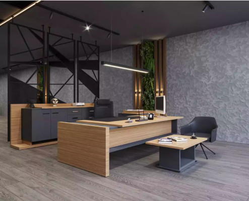 Hoogwaardige, elegante kantoorset in moderne stijl van stevig hout.
