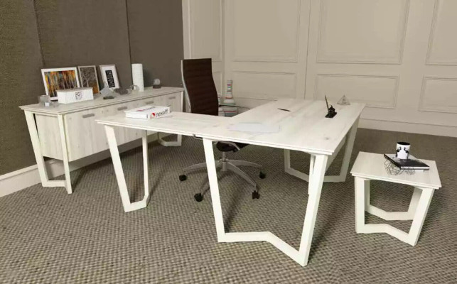 Schrijftafel kantoorkast hoekbureau kantoorset archiefkast 3-delig.
