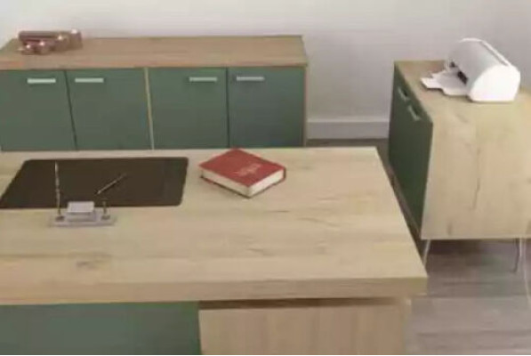 Kantoorinrichting 4-delige set bureau archiefkast dressoir salontafel