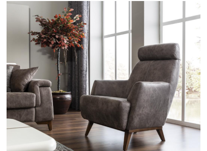 Luxe fauteuil Moderne oorfauteuil Grijze leren zitsel Splinternieuw